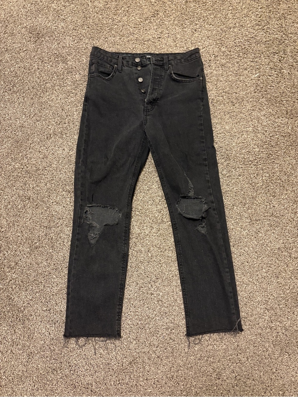 wild fable Black Distressed High-Rise Straight Jeans